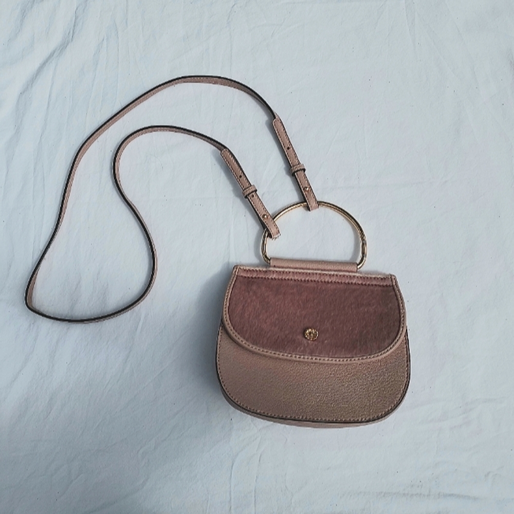 LC Lauren Conrad | Mauve Faux Leather Faux Fur Crossbody Purse